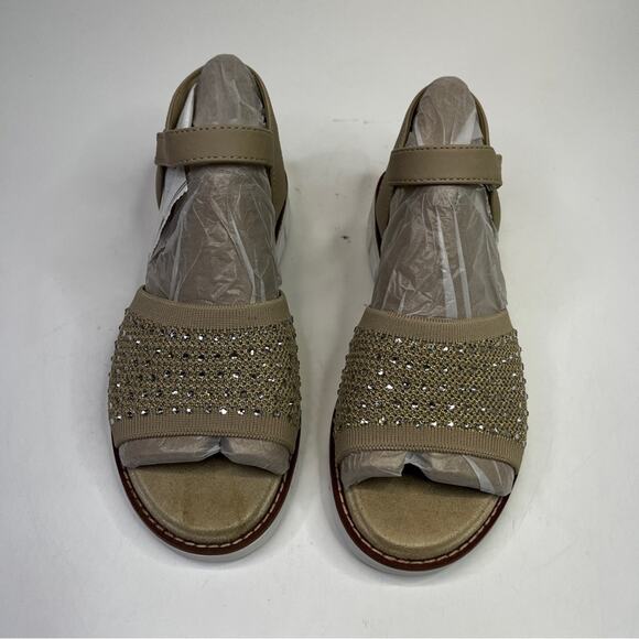 Easy Spirit Women's Jaela Embellished eFlex Flat sandals beige gold - 8.5 - Picture 4 of 12